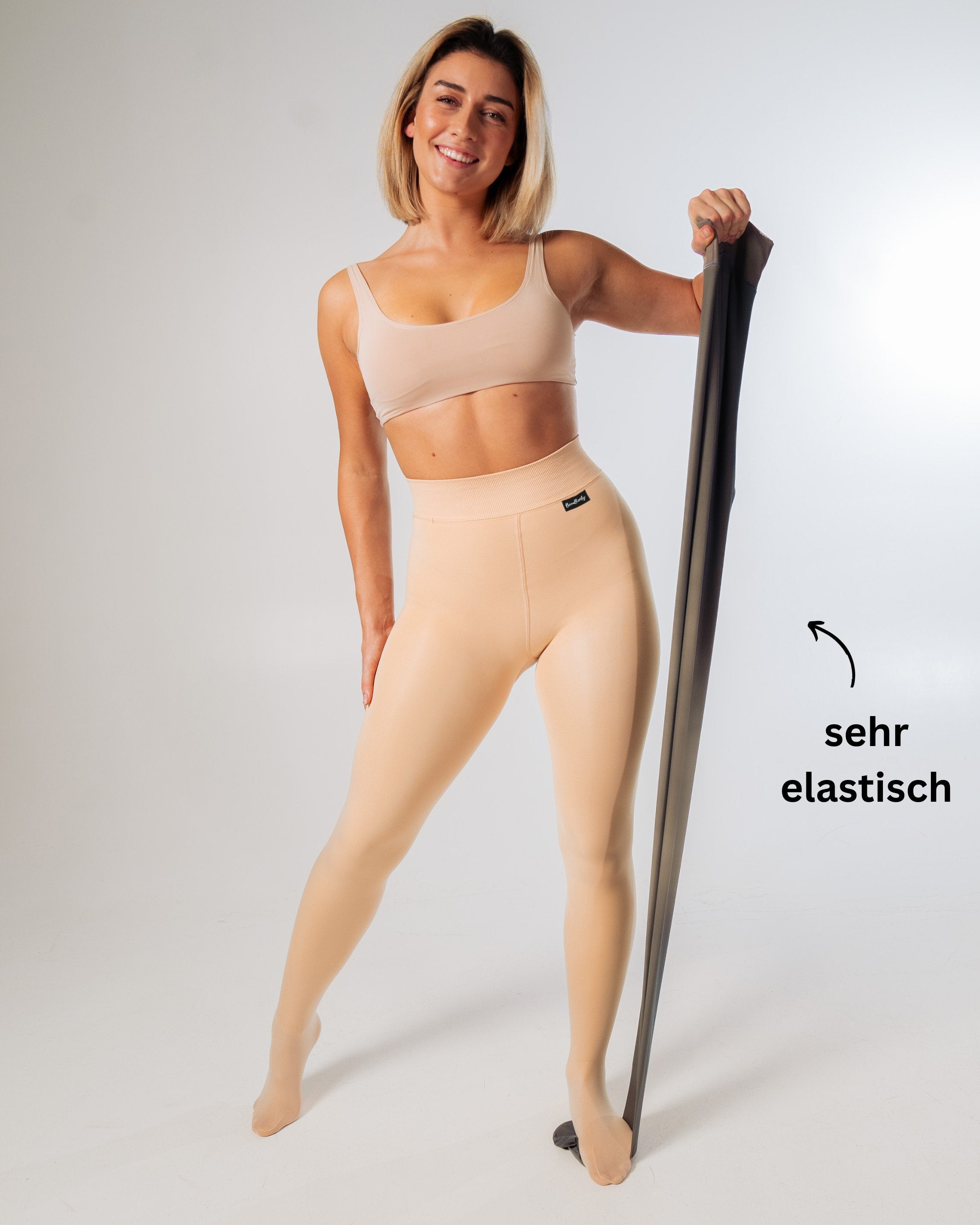 BoomBooty™ gefütterte Strumpfhose / Beige